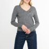 Basic V- Ausschnitt Pullover in anthrazit melange