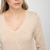 Basic V- Ausschnitt Pullover in beige Ausschnitt Ansicht