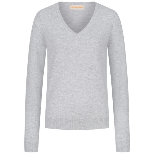 Basic V- Ausschnitt Pullover in grey melange