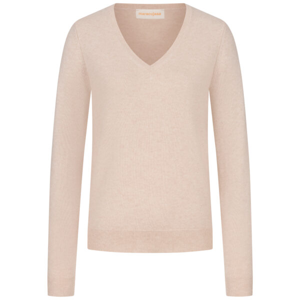 Basic V- Ausschnitt Pullover in beige