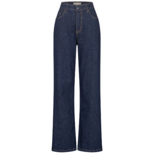 dunkle five pocket Jeans mit reissverschluss und 1 Knopf. mit geradem lang geschnittenem bein