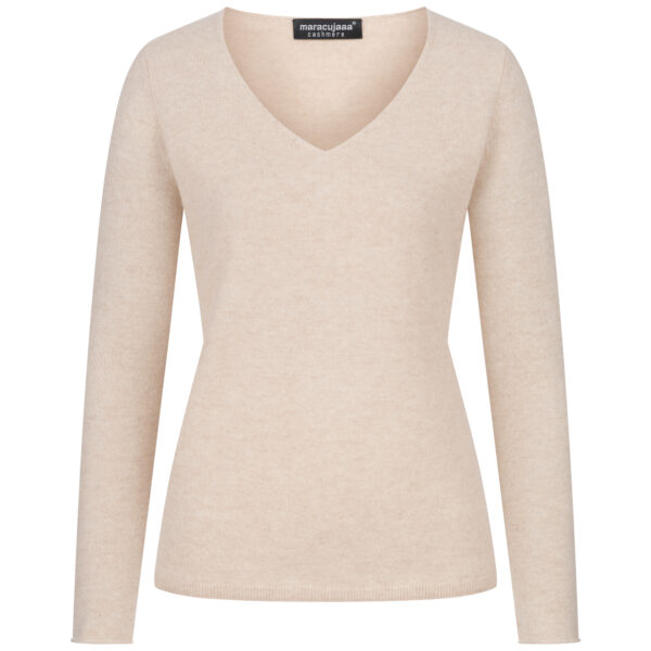 Farbe champagner 100% cashmere v- ausschnitt pullover eng tailliert geschnitten mit lang arm