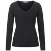 schwarzer 100% cashmere v- ausschnitt pullover eng tailliert geschnitten mit langarm